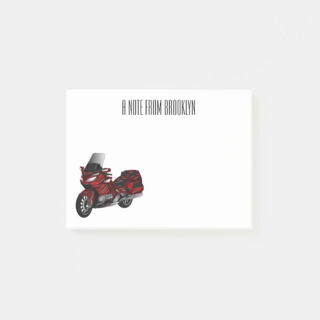 Touring motorcycle cartoon illustration post-it notes (Front)
