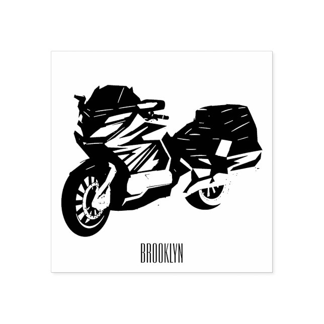 Touring motorcycle cartoon illustration  rubber stamp (Imprint)