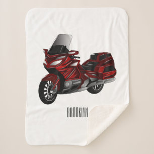 Touring motorcycle cartoon illustration  sherpa blanket