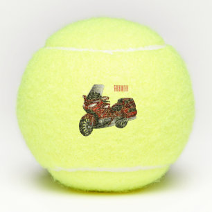 Touring motorcycle cartoon illustration tennis balls