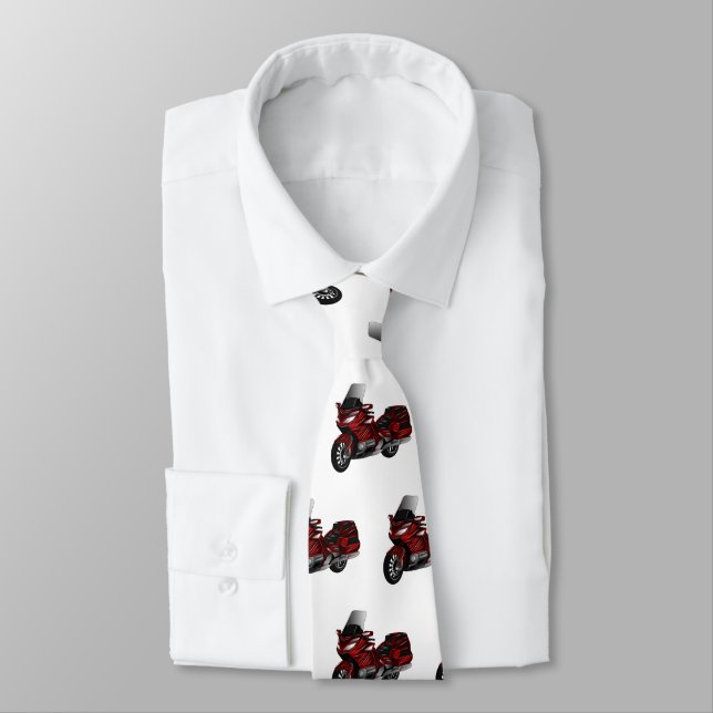 Touring motorcycle cartoon illustration tie (Tied)