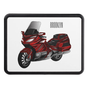 Touring motorcycle cartoon illustration trailer hitch cover