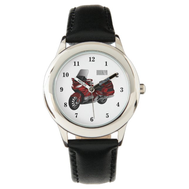 Touring motorcycle cartoon illustration  watch (Front)