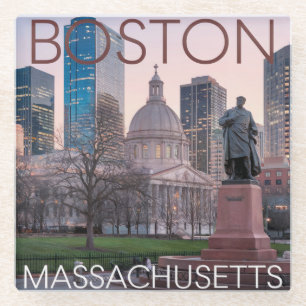 Tourist Boston Massachusetts Glass Coaster