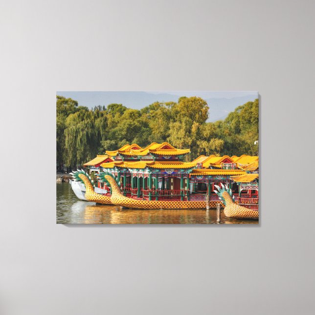 Tourist Dragon Boats | Kunming Lake Canvas Print (Front)