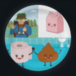 Tourist Essentials Napkin of the Comical Survival  Paper Plate<br><div class="desc">Tourist Essentials Napkin of the Comical Survival Kit Charm brings playful humor into everyday travel moments. Featuring a quirky mix of milk, poop, and toilet paper symbols, this design captures the chaotic, funny, and relatable side of being on the road. It’s perfect for light‑hearted gifts, themed parties, or any occasion...</div>