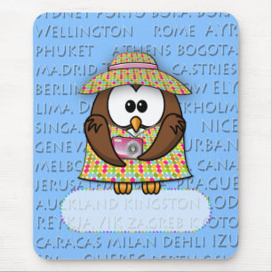 tourist girl owl mouse pad