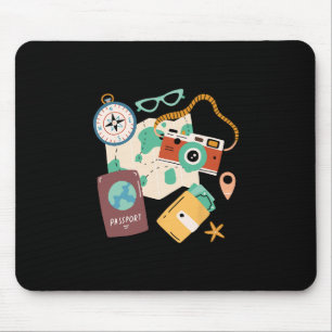 Tourist Holidays Costume Camera Pport Traveling Va Mouse Pad