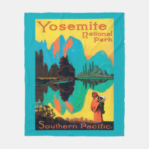 Tourist Poster - Yosemite Nat'l Park, CA Fleece Blanket