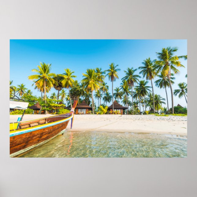 Tourist Resort's Bungalows on the Beach | Thailand Poster (Front)