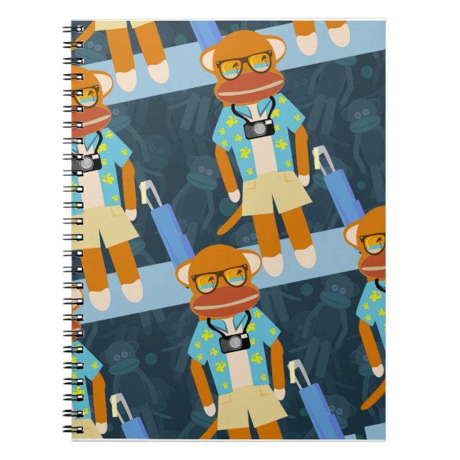 Tourist Sock Monkey Pattern Notebook (Front)