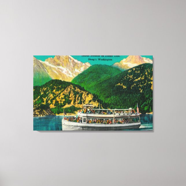 Tourist Steamer on Diablo lake, Skagit Canvas Print (Front)