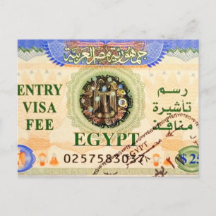 Tourist visa with stamp for entry to mainland Egyp Postcard