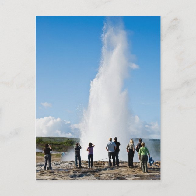 Tourist watching Strokkur Postcard (Front)