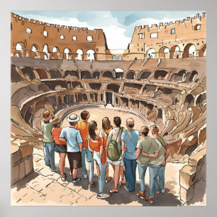 Tourists at Rome's Colosseum Print