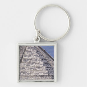 Tourists climbing stairs of El Castillo, stone Keychain