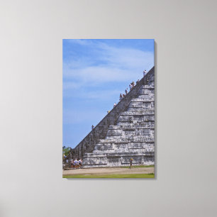 Tourists climbing stairs on ruins of El Canvas Print