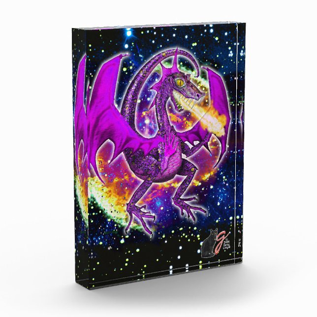 Tourmaline Cosmic Dragon Acrylic Block (Left)