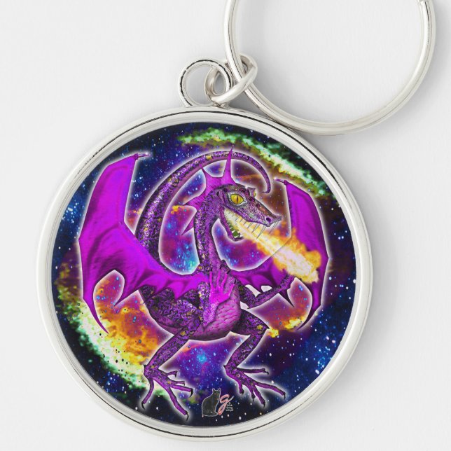 Tourmaline Cosmic Dragon  Keychain (Front)