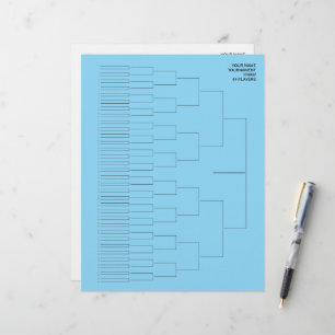 Tournament draw template paper sheet for 64 player