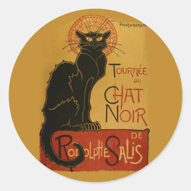 Tournee de Chat Noir Black Cat Classic Round Sticker (Front)