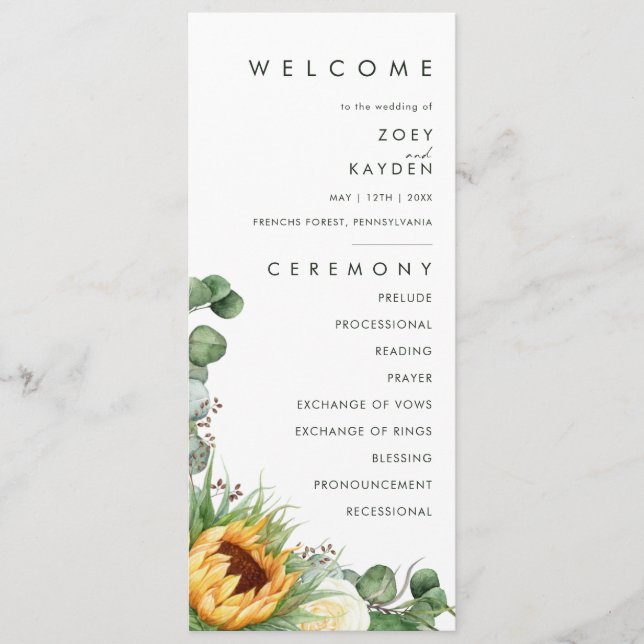 Tournée de pays audacieux | Programme de mariage (Devant)