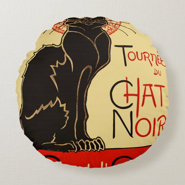 Tournée du Chat Noir Art Nouveau Round Pillow (Front)