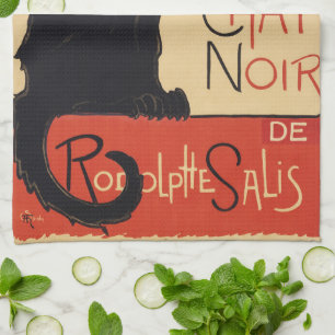 Tournee du Chat Noir Vintage Black Cat Art Nouveau Kitchen Towel