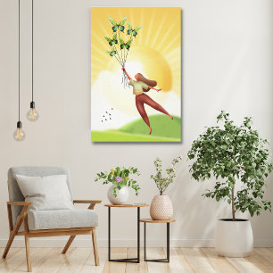 Tourner Fille aux papillons Toile d'art