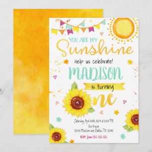 Tournesol 1er anniversaire Invitation pour une fil