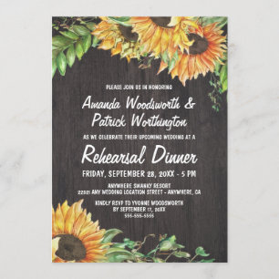 Tournesol Aquarelle Répétition Dîner Invitations
