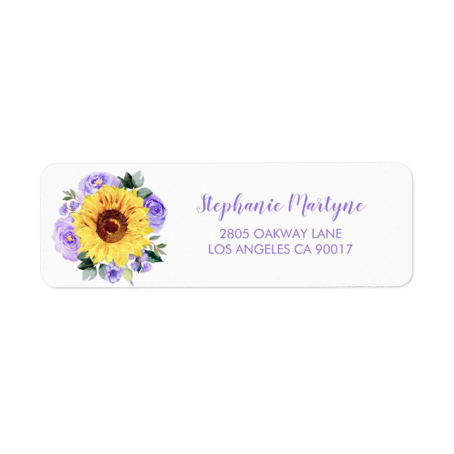 Tournesol Aquarelle violet Police de script floral (Devant)