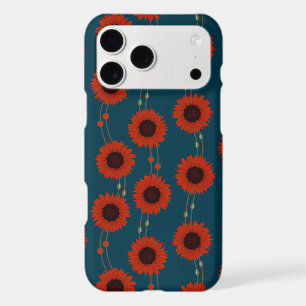 Tournesol Art Nouveau rétro floral rayures rouge