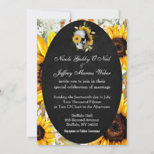 Tournesol avec Faire-part de mariage crâne