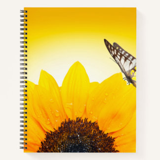 Tournesol avec papillon Carnet Spiral