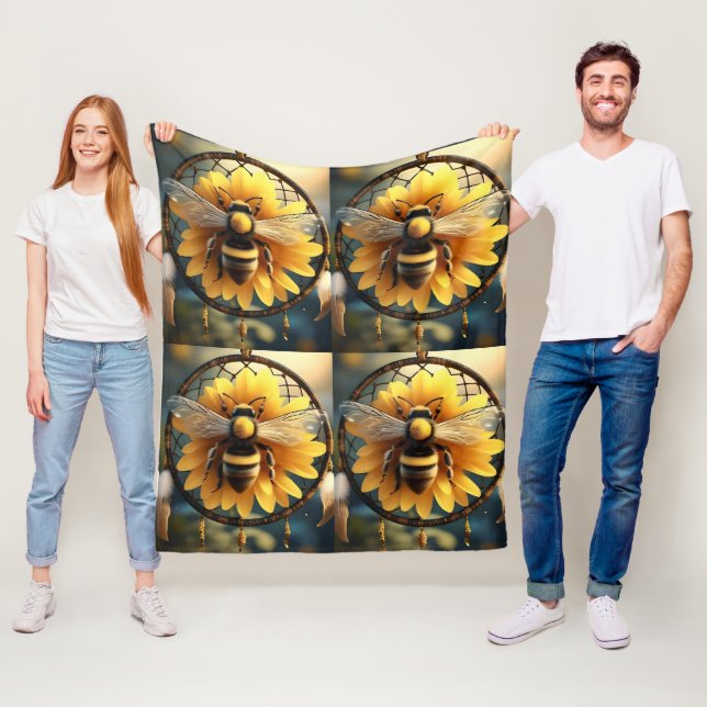 Tournesol Bee Dreamcatcher, couverture en polaire  (En situation)