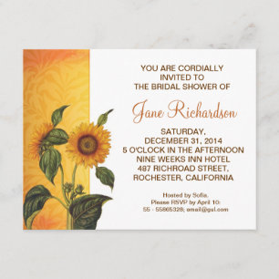 tournesol belles invitations de douche nuptiale