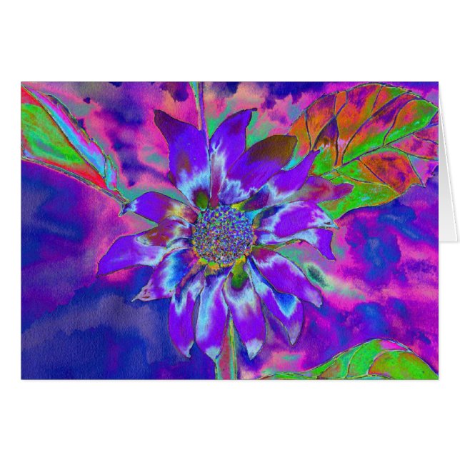 Tournesol bleu Abstrait | retro funky (Devant Horizontal)