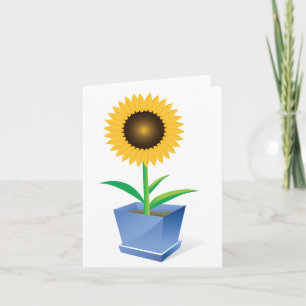 Tournesol Dans Une Carte Pot Note