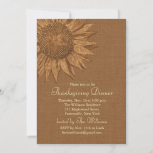Tournesol d'automne Thanksgiving Dîner Invitation