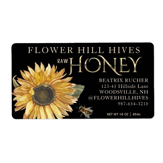 Tournesol de miel noir avec l'or d'abeille sur noi (Devant)