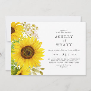 Tournesol de pays Faire-part de mariage horizontal