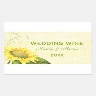 Tournesol de Posh + Mariage Étiquette bouteille d