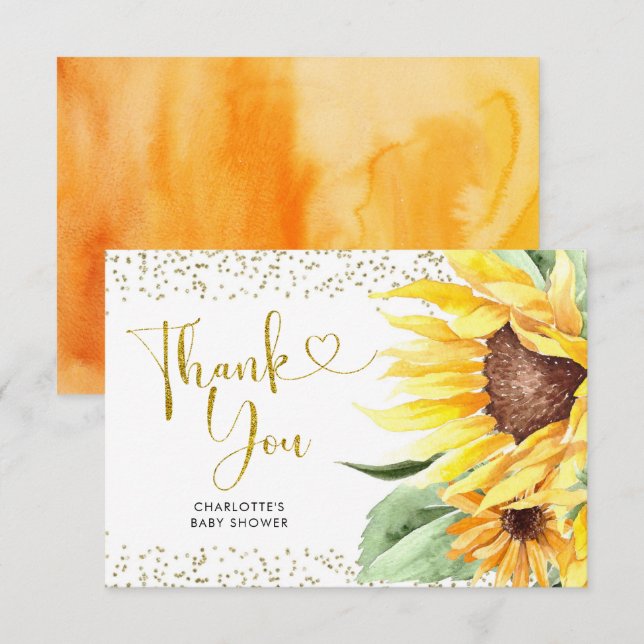 Tournesol est sur le chemin Baby shower Carte de r (Devant / Derrière)