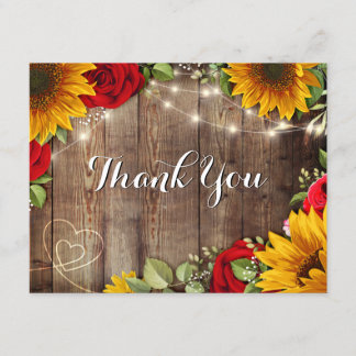Tournesol et Carte de remerciements rustique Rose