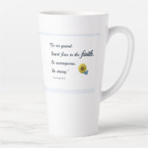Tournesol et papillon bleu Écriture Latte Mug