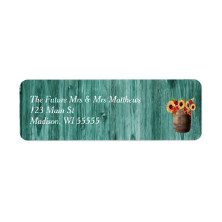 Tournesol et Rose Étiquette de adresse de tonneau 