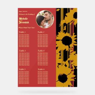 Tournesol Été Or Rouge Mariage Photo Plan de Table
