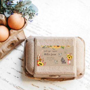 tournesol ferme script rustique Egg Carton Étiquet