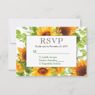 Tournesol Floral Jaune Réponse du Mariage RSVP